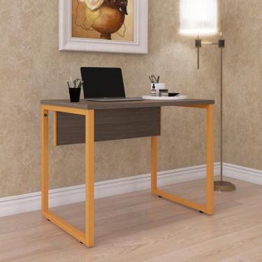 Imagem de Escrivaninha X X P25 90cm Industrial Walnut E Laranja Picasso - Pandin