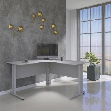 Imagem de Estação de Trabalho Mesa Plataforma Escritório em L com Passa Fio Maxx