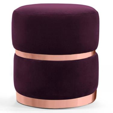 Imagem de Puff Decorativo Com Cinto E Aro Rosê Round B-292 Veludo Uva