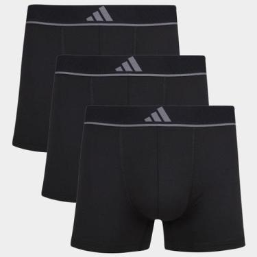 Imagem de Kit Cueca Boxer Adidas 3 Peças, Preto, P