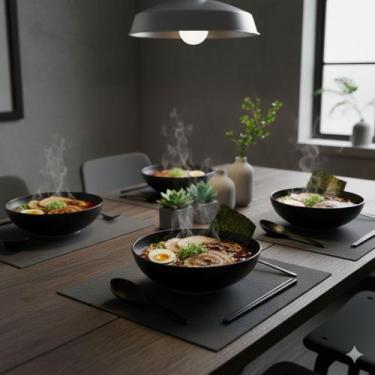 Imagem de Jogo Copos Pratos Bowl De Plástico Preto Concreto Kit Conjunto 20 Peça