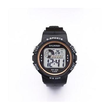 Imagem de Relógio de pulso com luz e resistência à água até 50m - Tudo em Caixa