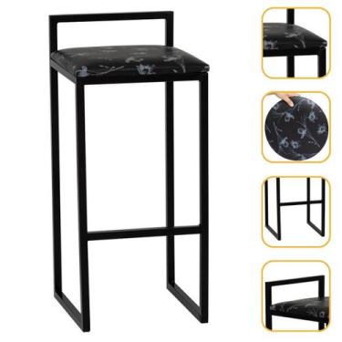 Imagem de Banqueta Cadeira Banco Quadrado Alto Para Cozinha Espaço Gourmet Bares