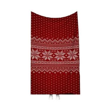 Imagem de Cobertor De Natal Vermelho Sherpa Macio E Aconchegante Para Sofá, Cama