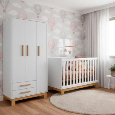 Imagem de Quarto Bebe Infantil Q Encanto Berço Vira Cama e Guarda Roupas 3 Porta