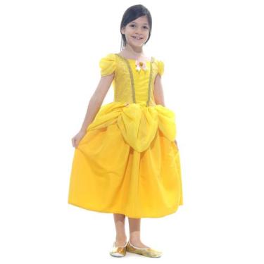 Imagem de Fantasia Princesa Amarela Dourada Luxo Infantil - Sulamericana, Unica,