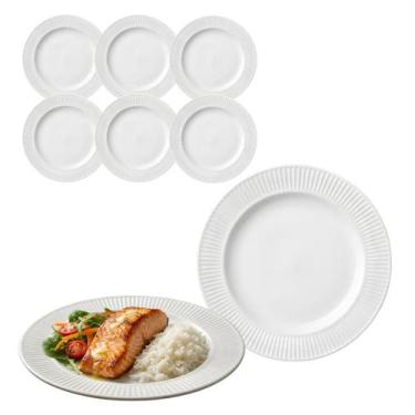 Imagem de Jogo 6 Pratos De Vidro Redondo Fundo Opaline Branco 24cm - CLICK HOUSE