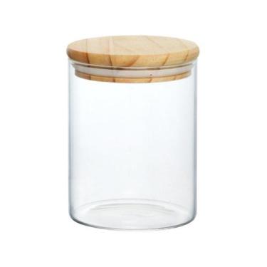 Imagem de Pote Mantimento Vidro Borossilicato Hermético Tampa Bambu Tempero 550m