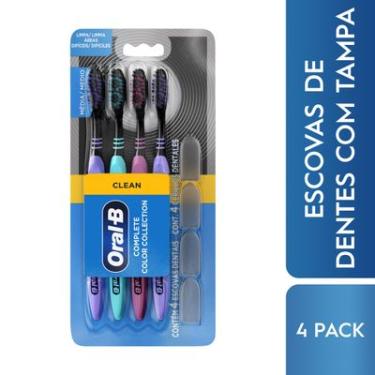 Imagem de Escova de Dente Média Complete Color 4 Unidades Oral-B Limpeza Completa