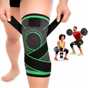 Imagem de Joelheira de Compressao Esportiva Unissex, Suporte Ortopedico para Joelho, Corrida, Caminhada, Academia, Crossfit, Futebol e Volei VERDE