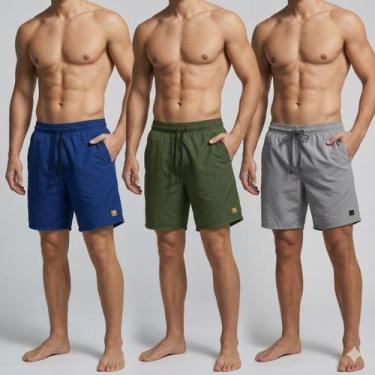 Imagem de Kit 3 Bermuda Masculina Tactel Com Elastano Premium com Elástico - Muz