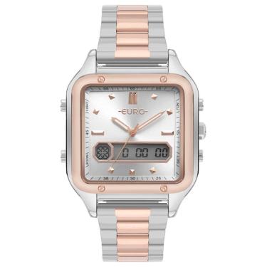 Imagem de Relógio Euro Feminino Ref: Eubj3890aau/4j Anadigi Retangular Bicolor