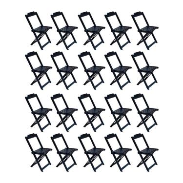Imagem de Kit 20 Cadeiras De Madeira Dobravel Preto - Preto