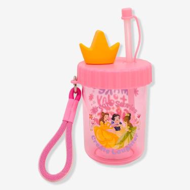 Imagem de Copo Infantil com Canudo Copo Canudo Flip Infantil Princesas – Disney para Bebidas 500ML Plástico PP as PVC com Alça