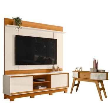 Imagem de Estante Home Theater Siena Com Pés Com Aparador Estoril Cinamomo Off White - Madetec