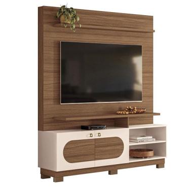 Imagem de Estante Home Theater Axis Castanho Off White - Hb Móveis