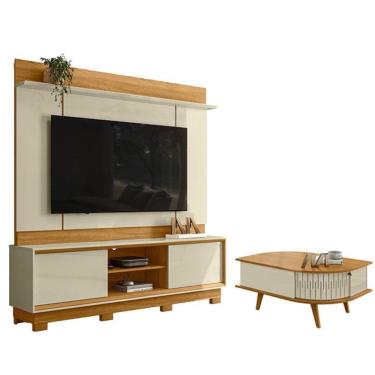 Imagem de Estante Home Theater Siena Com Pés Com Mesa De Centro Indianápolis Cumaru Opala - Madetec