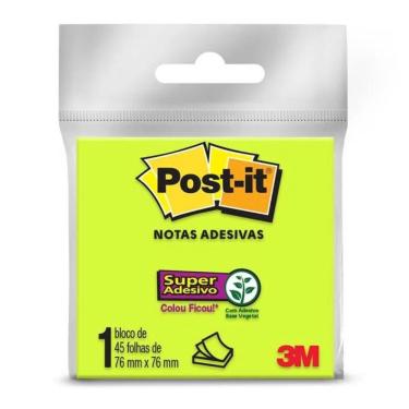 Imagem de Bloco Adesivo Verde Post-it para Anotações e Lembretes 76X76MM com 45 Folhas Verde para...