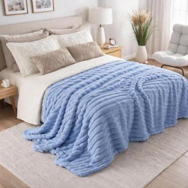 Imagem de Manta Soft Cama Casal Canelada Cobertor Aveludado 2,00x1,80m Fleece To