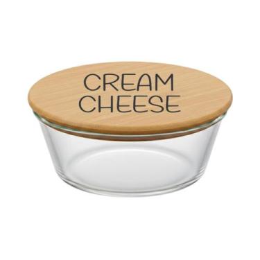 Imagem de Pote Hermético Redondo Vidro e Tampa de Bambu (630 ml) Cream Cheese - 