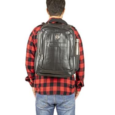 Imagem de Mochila Masculina Feminina Executiva Couro Notebook Encaixe USB 35 Lit