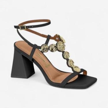 Imagem de Sandália Vizzano Boho Salto Bloco Preta-Feminino
