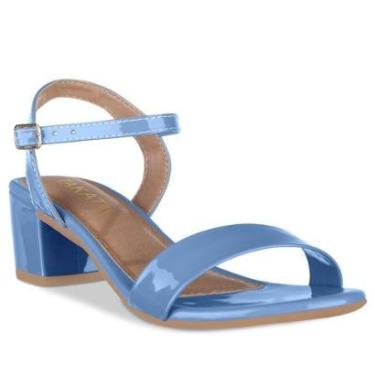 Imagem de Sandalia Feminina Casual Salto Baixo Grosso Bloco Confortável Moda Tiras Verniz-Feminino