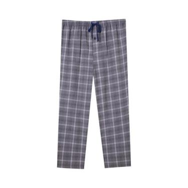 Imagem de Calças De Pijama Masculinas Em Flanela Xadrez Para Outono E Inverno, C