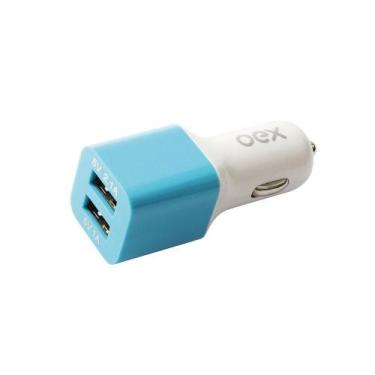 Imagem de Carregador Automotivo Veicular 2 Entradas Usb Oex Cg101 Azul - OEX ENJ
