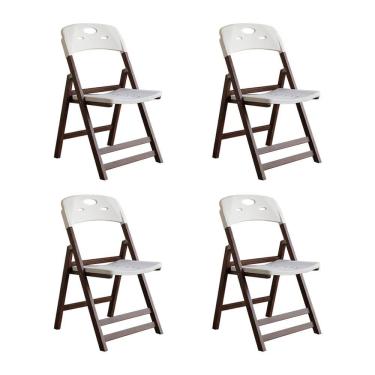 Imagem de Kit 4 Cadeiras Dobráveis Elegance Imbuia Polipropileno Varanda Área Gourmet Design Moderno - Branco
