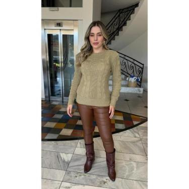 Imagem de Blusa de Frio Feminina em Tricot Grosso Texturizada com Tranças Moda I