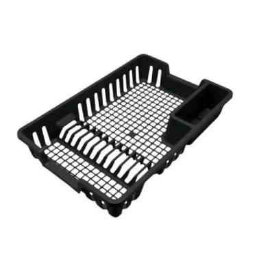 Imagem de Escorredor de Pratos Arqplast Preto Plástico com Porta Talheres Copos 