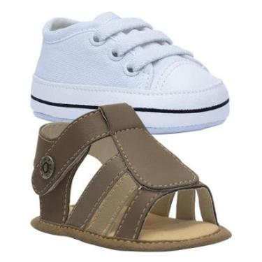 Imagem de Kit Tenis E Sandalia Bebe Sapatinhos Moda Recem Nascido K42-Masculino