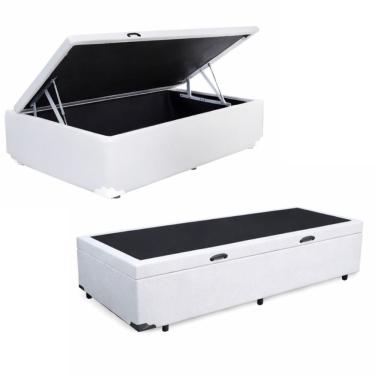 Imagem de Base Cama Baú Solteiro Corino (88x188) Reforçada  - Branco