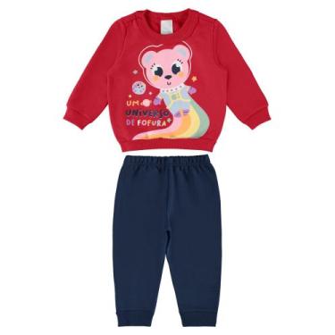 Imagem de Conjunto Moletom Bebê Menina Infantil Flanelado Inverno cpunho Quentin