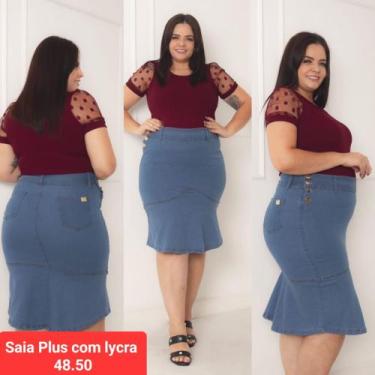 Imagem de Saia Jeans PLus Size Moda Evangêlica - Mayara, 50