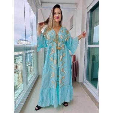 Imagem de Vestido Longo Indiano Linha Luxo Premium Boho Chic c/ Forro-cod.58 - A