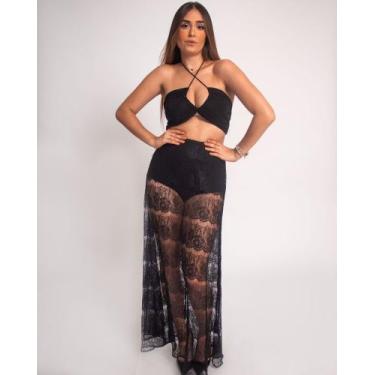 Imagem de Saia de renda com Hot Pants - Donna Burguesa, Preto, UN