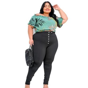 Imagem de Calça Viscolycra Legging Plus Size Feminina Botões Frente - Summer Bod