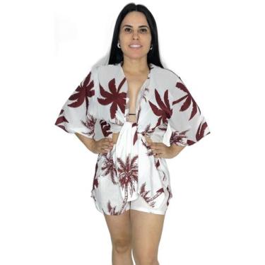 Imagem de Saída de praia conjunto Kimono camisão + Shorts - Tropicana Modas, Úni