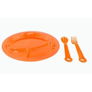 Imagem de Prato Plástico Kit Infantil Com Divisórias + Talheres - Doce Ternura, 