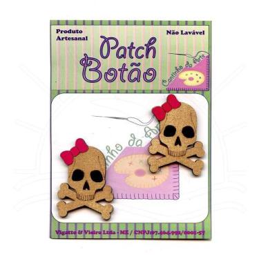 Imagem de Botton Patch Caveira com Osso e Laço 2399 - 2 Unid - Cantinho da Arte