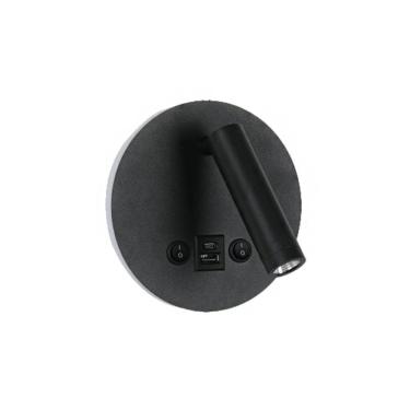 Imagem de Arandela LED Embutido Dalo com USB e USB C Luz Amarela 3000K Preto Astraled
