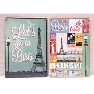 Imagem de Placas lets go to paris 2 peças - 21 x 29 cm - Toque de Classe