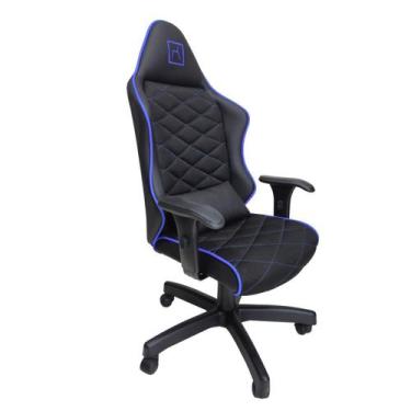 Imagem de Cadeira Escritório Gamer material sintético com Relax Preto/Azul - Via