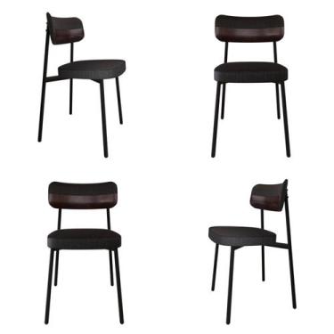 Imagem de Cadeira Alloa Fixa com 4 Pés 500 x 447 x 838 mm com 4 Unidades Preto/C