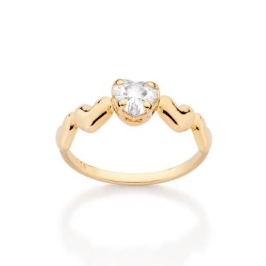 Imagem de Anel Skinny Corações Banhado Ouro e Zircônia Rommanel 513576, 16, Dour