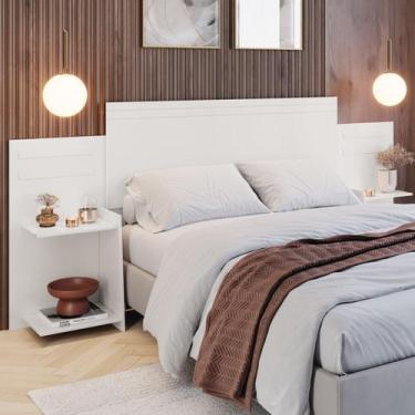 Imagem de Cabeceira Para Cama Casal Queen 100% MDF Com Criados - Branco - Movly 