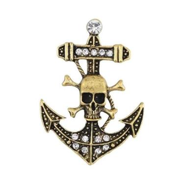 Imagem de Broche De Caveira Unissex Feminino Com Strass, Alfinete De Lapela De M