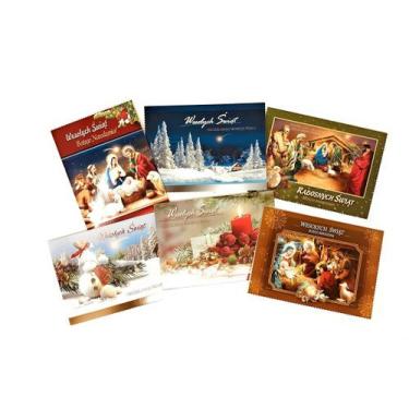 Imagem de Cartões de Natal em Polonês Importer AM - Pacote com 6 unidades, glitt